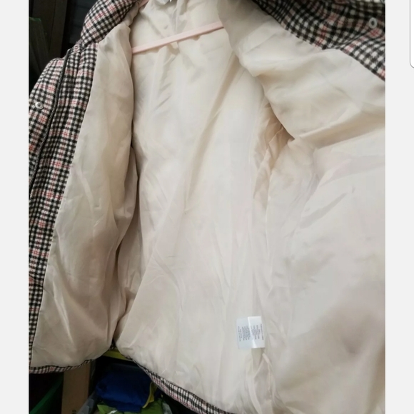 NEW Vigoss Plaid Puffer Coat Sz 1X TanTartan Plaid Print Quilted Fabric Jacket - Picture 5 of 7